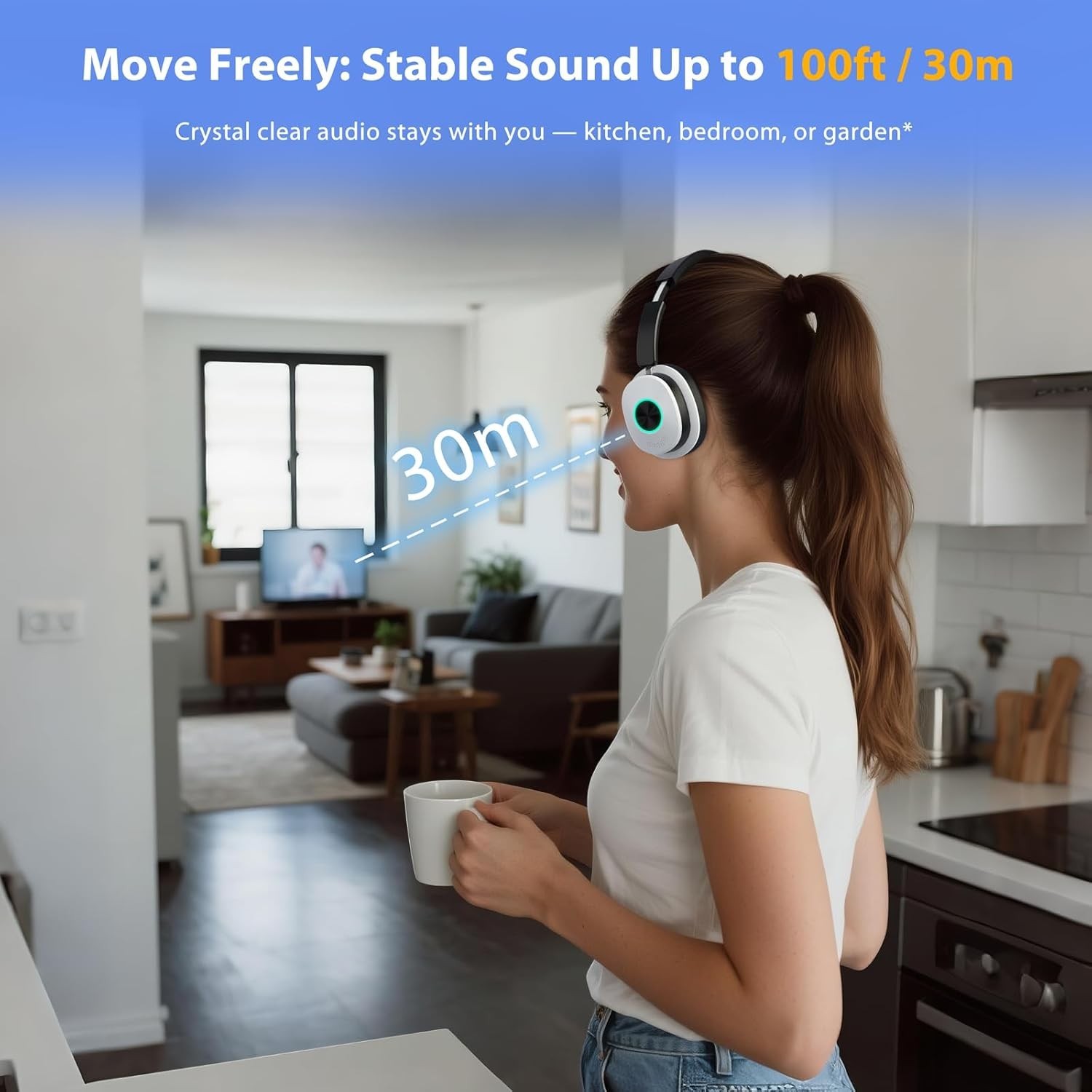 Wireless TV Headphones Over Ear Seniors Bluetooth 5.4 Noise Canceling