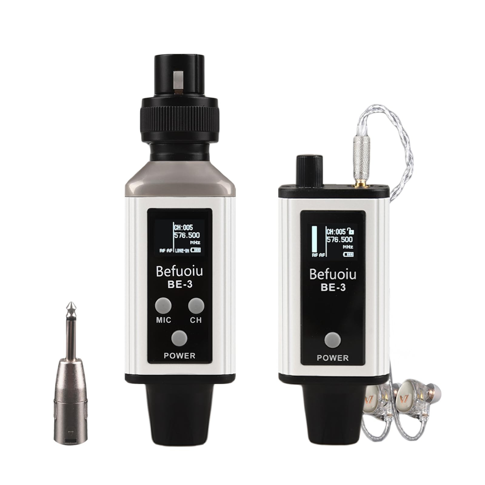 UHF Wireless In Ear Monitor System with Pro Earphone, Metal 1 White
