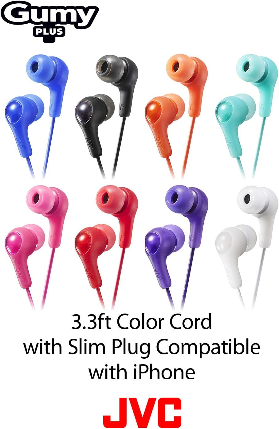 New JVC Gumy Plus Berry Blue Stereo In The Ear Headphones #HA-FX7-A