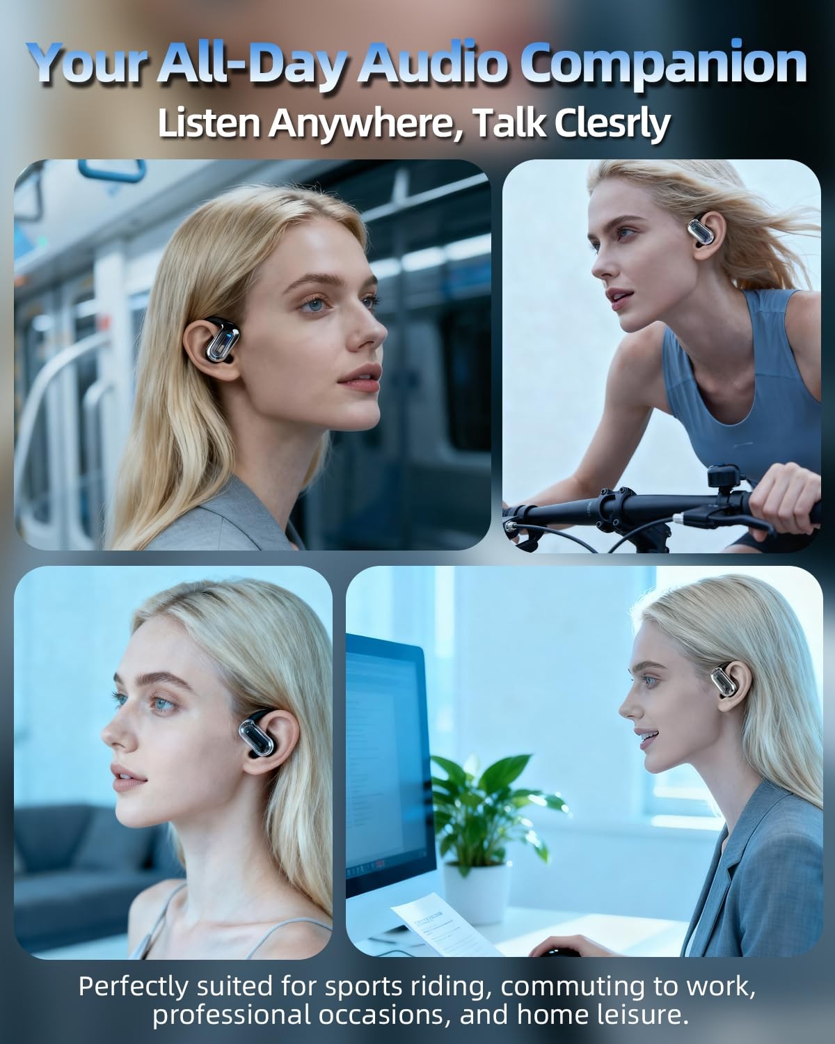 Open Ear Bluetooth 5.4 Headphones with Ergonomic Ear Hook