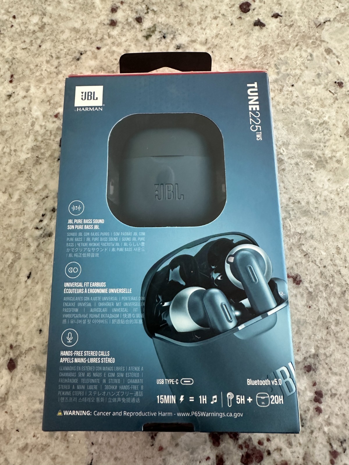 JBL Tune 225TWS True Wireless Earbuds – Blue (Brand New & Factory Sealed)