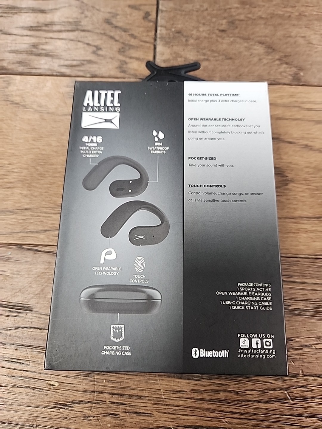 ALTEC Lansing Sport Active Open Earbuds – Sweat Proof – Black – New