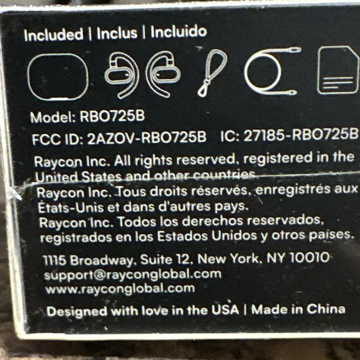 Raycon RB0725B Fitness Open Earbuds Bluetooth Wireless Black NEW Sealed