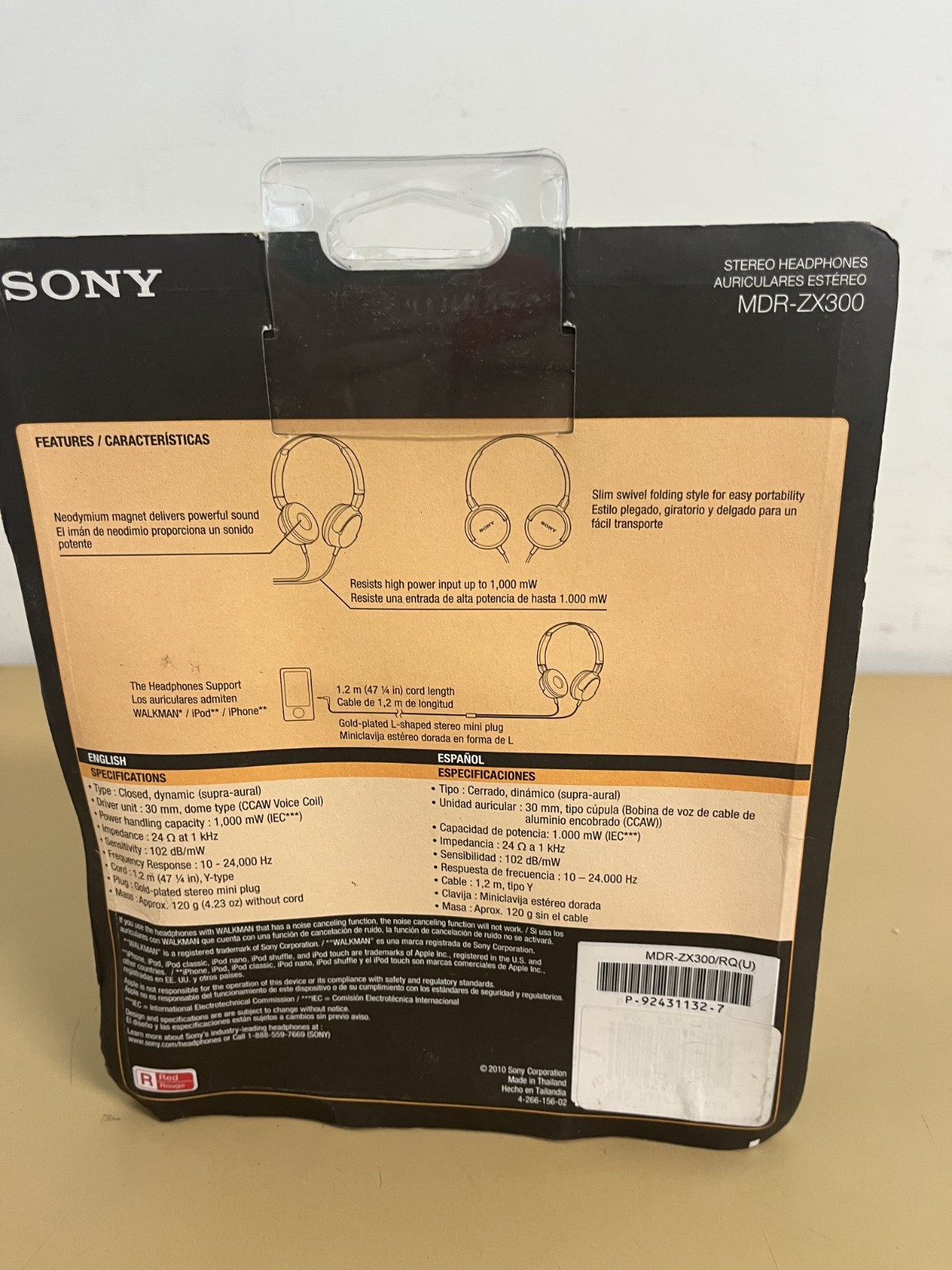 Sony MDR-ZX300 Sound Monitoring Headphones, Red, BRAND NEW