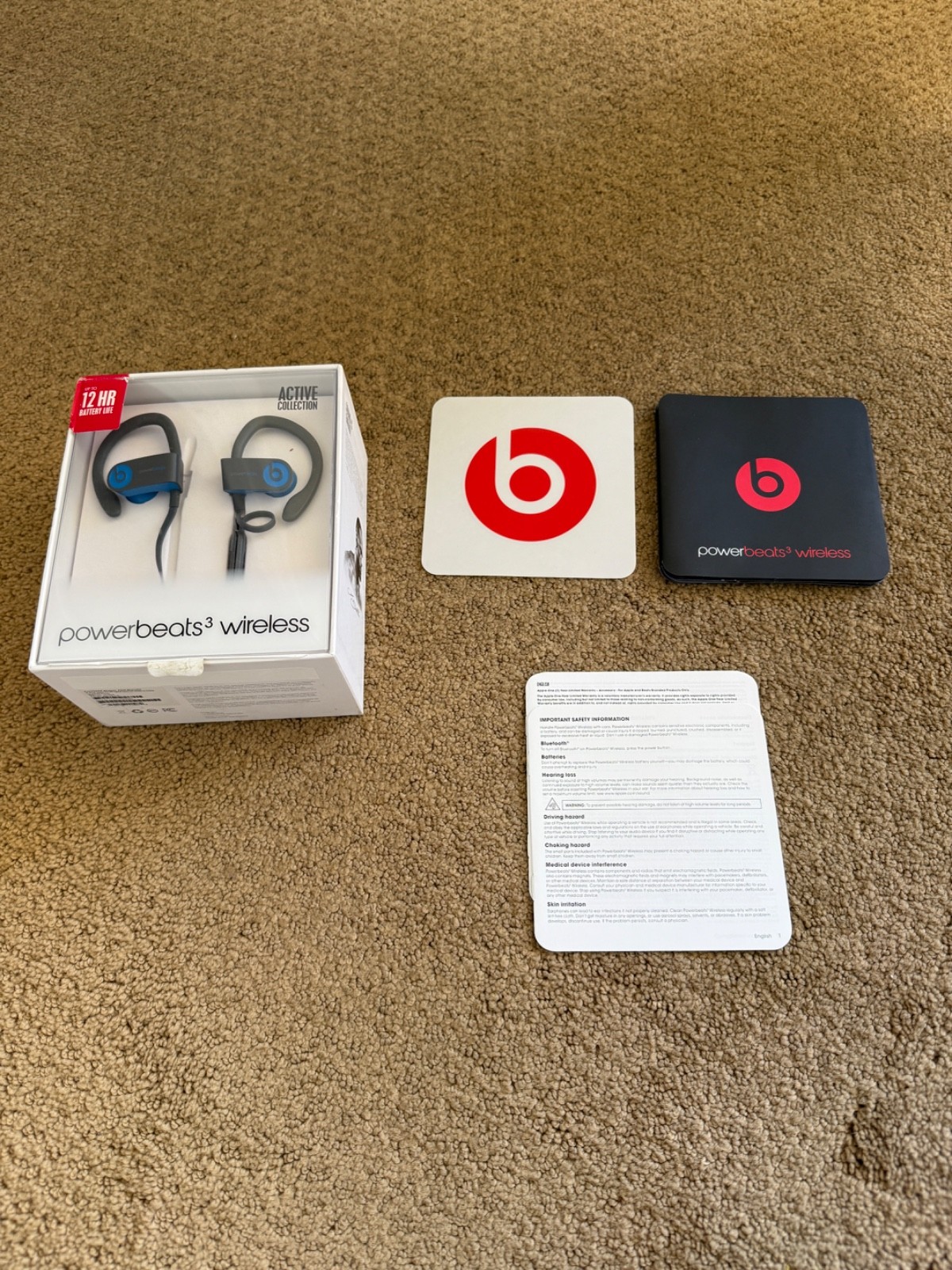 Beats by Dr. Dre Powerbeats3 Wireless Headphones/Flash Blue Excellent Condition