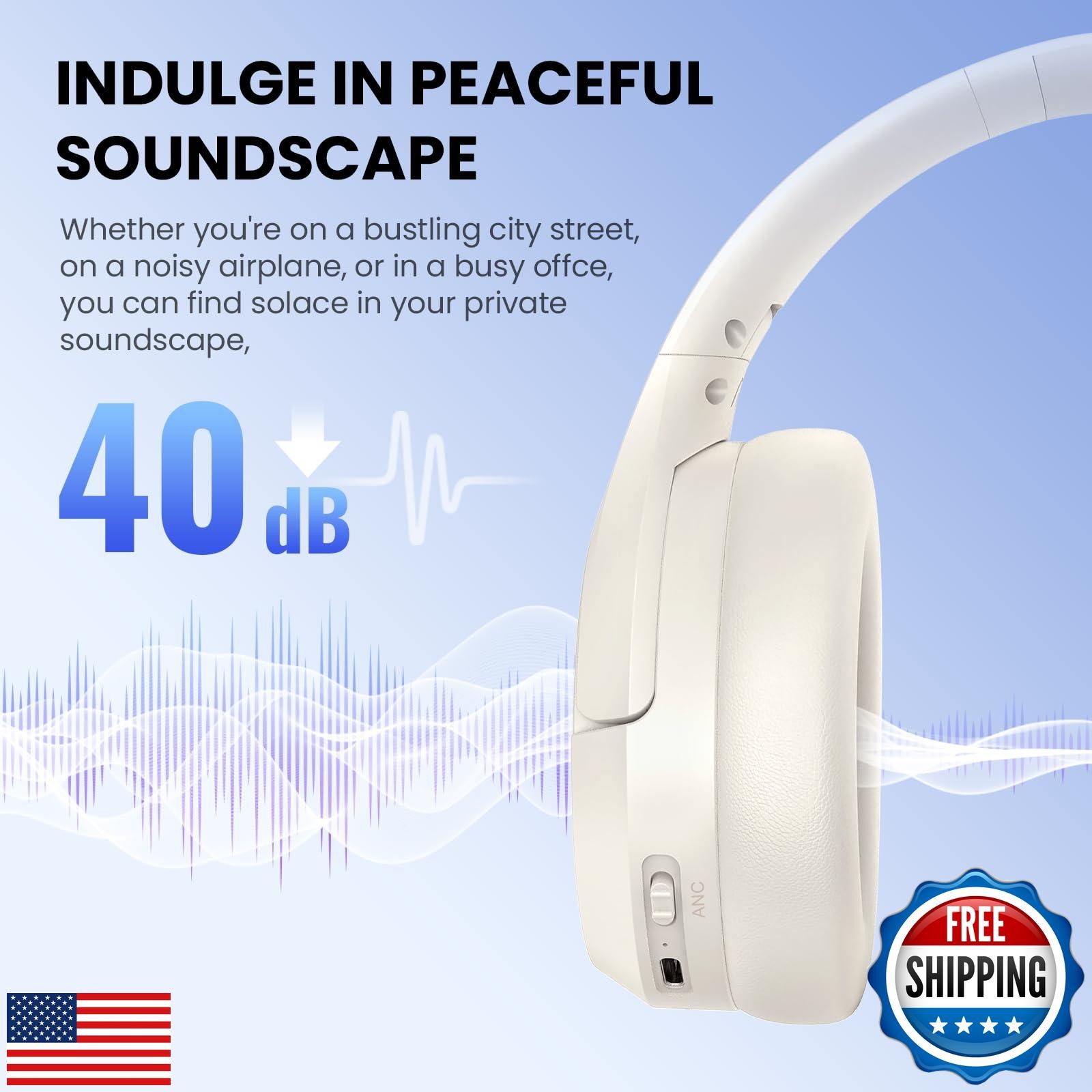 Active Noise Cancelling Headphones with Transparency Mode, 80H Playtime Wirel