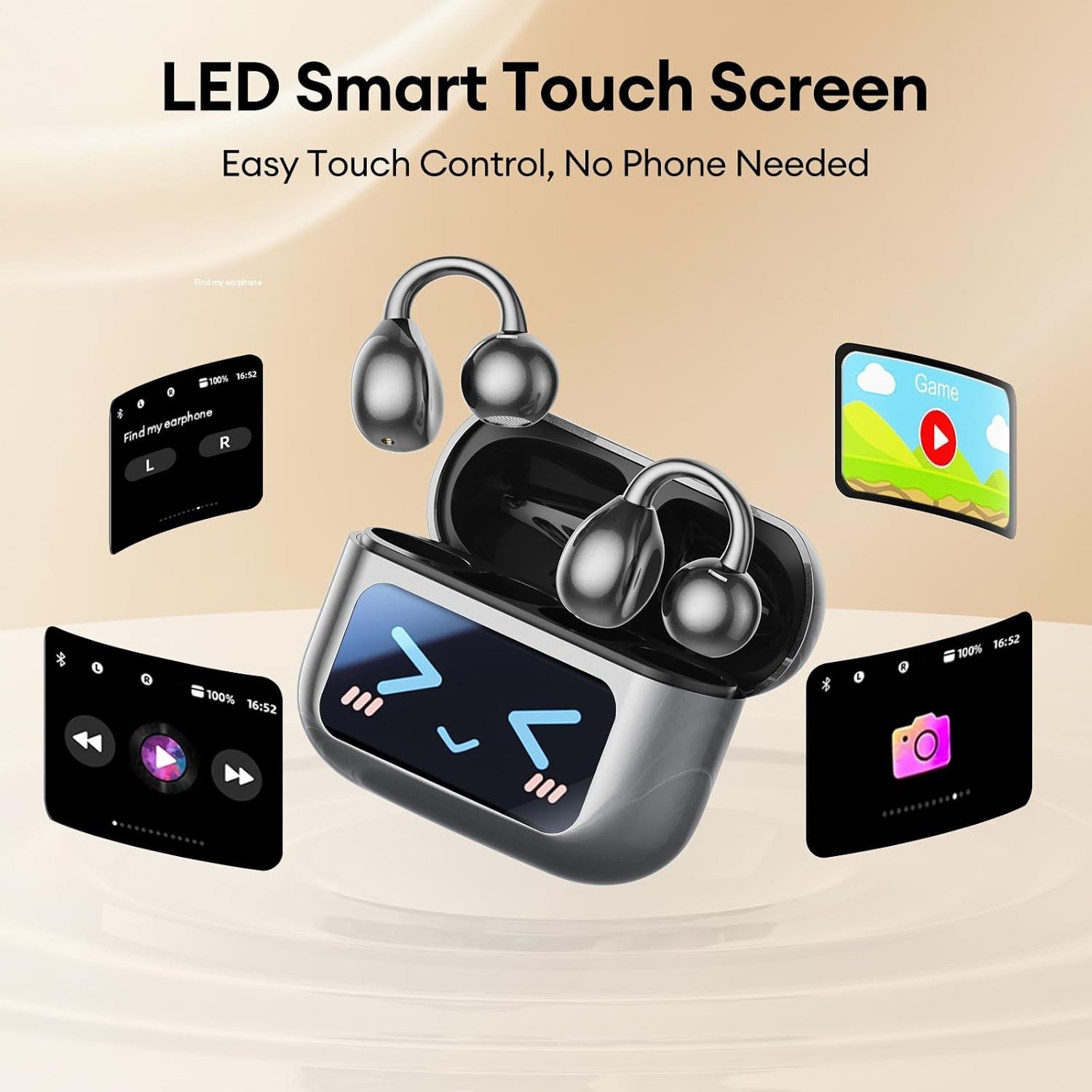 Lightweight M100 Bluetooth 5.4 Earbuds with Touchscreen for Workouts & Travel