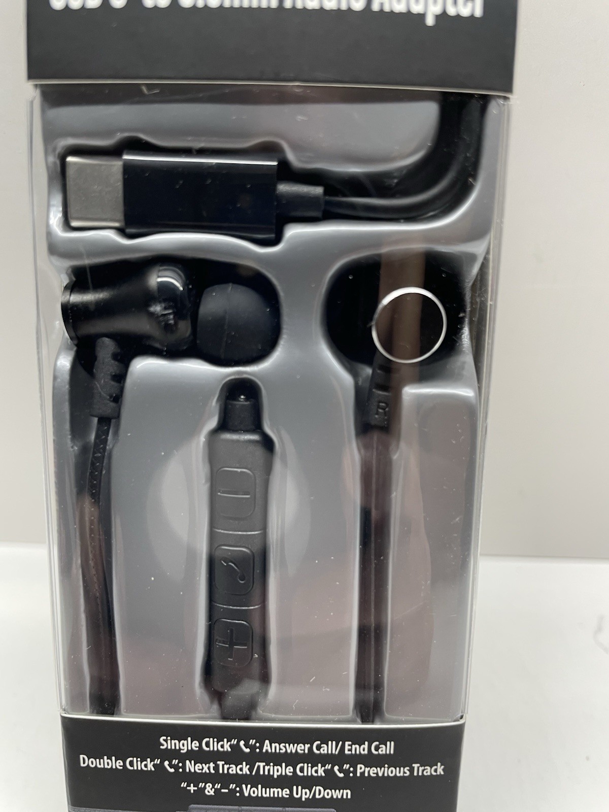 Wired Earbuds w/ USB-C to 3.5mm Adapter Mic Volume Control Noise Isolating Black