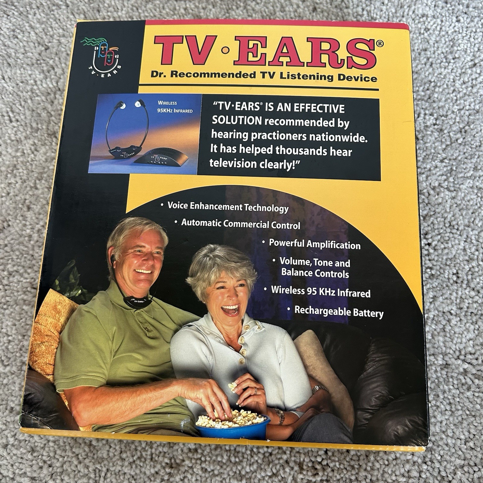 TV Ears Original Wireless Headset TV Listening Device Set 95KHz Infrared 2005