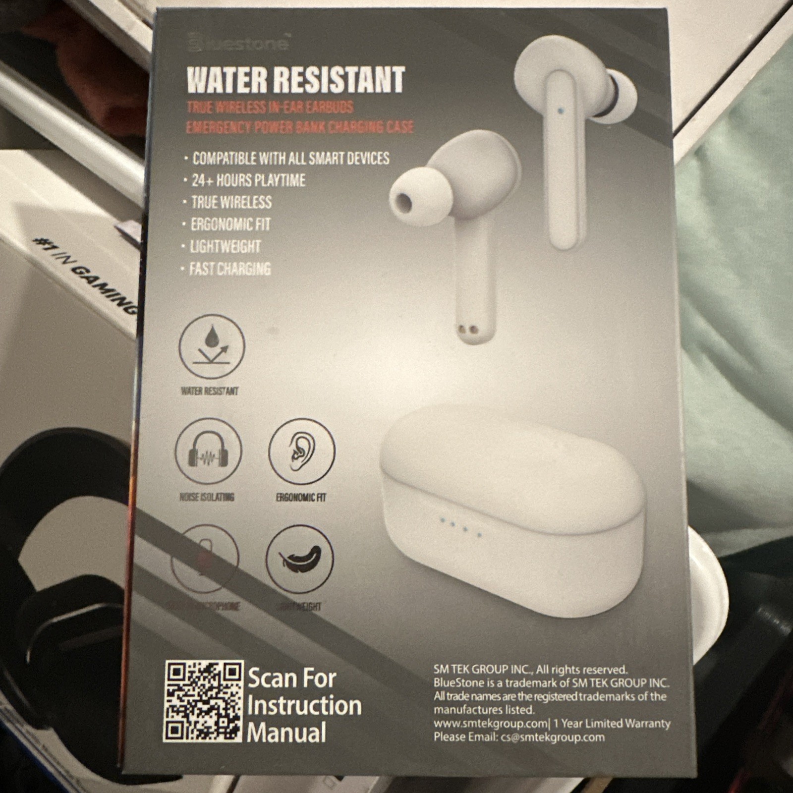 Bluestone True Wireless In Ear Earbuds with Charging Case White