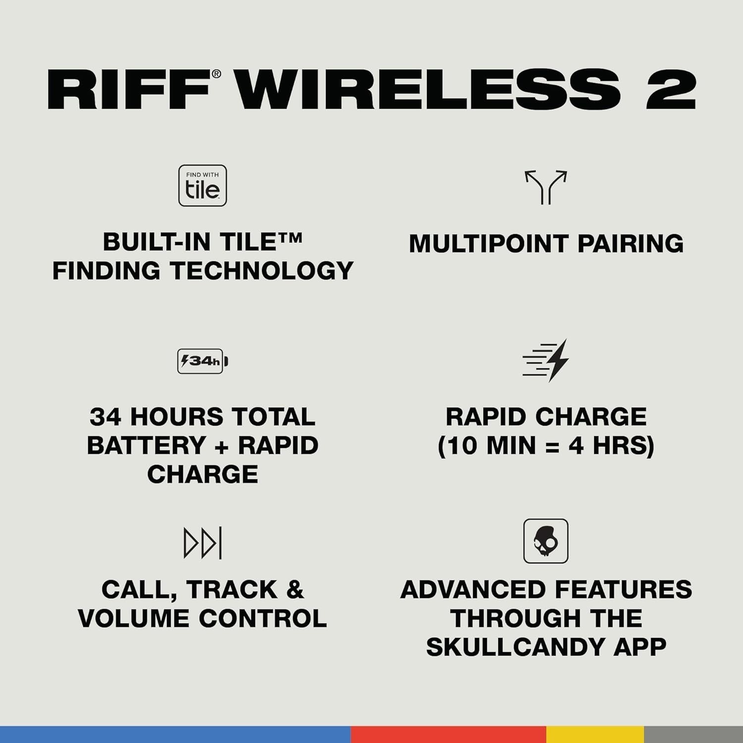 Skullcandy Riff Wireless 2 On-Ear Bluetooth Headphones True Black S5PRW-P740