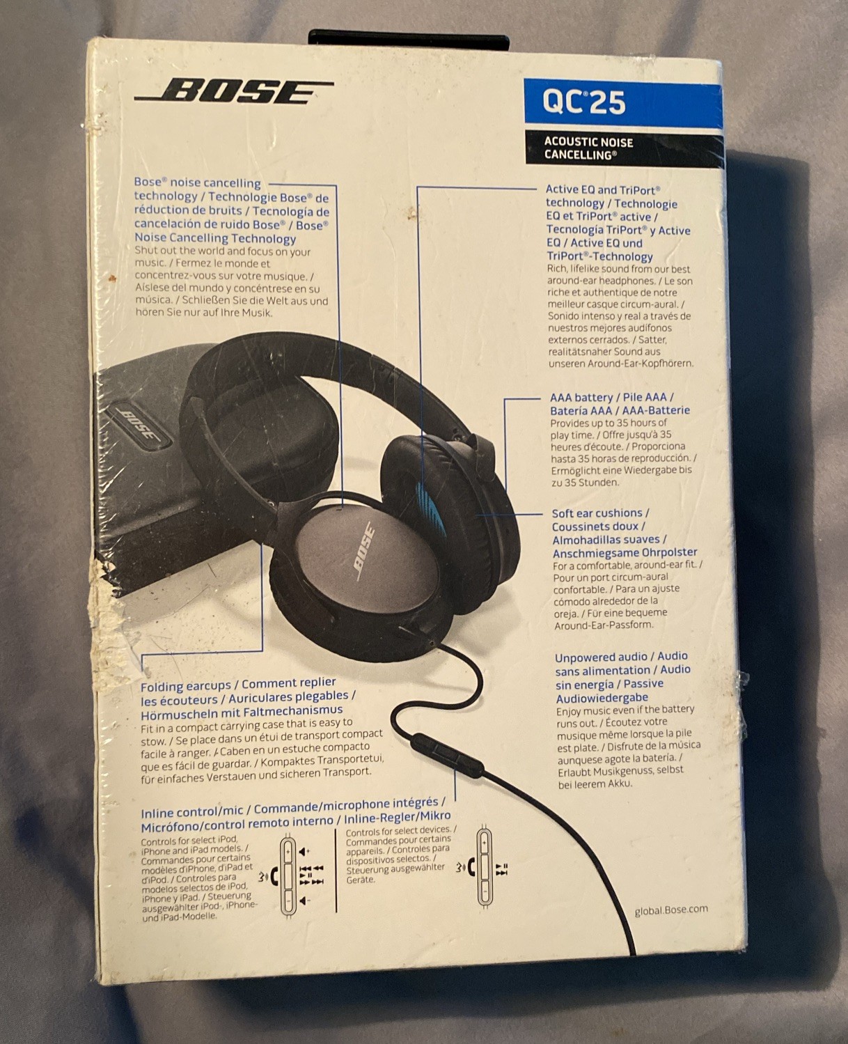 BOSE QUIET COMFORT 25 Noise Cancelling Wired Headphones NIB For Apple Products