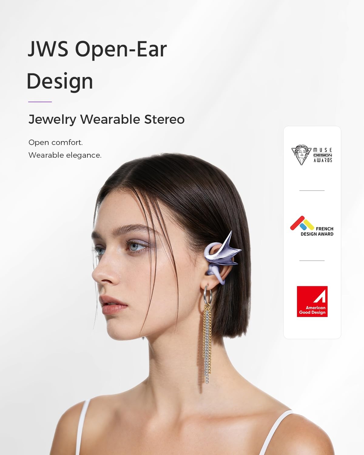 H700 Open-Ear Earbuds for Women, Elegant Dragon Wing Jewelry Design, Lightwei…