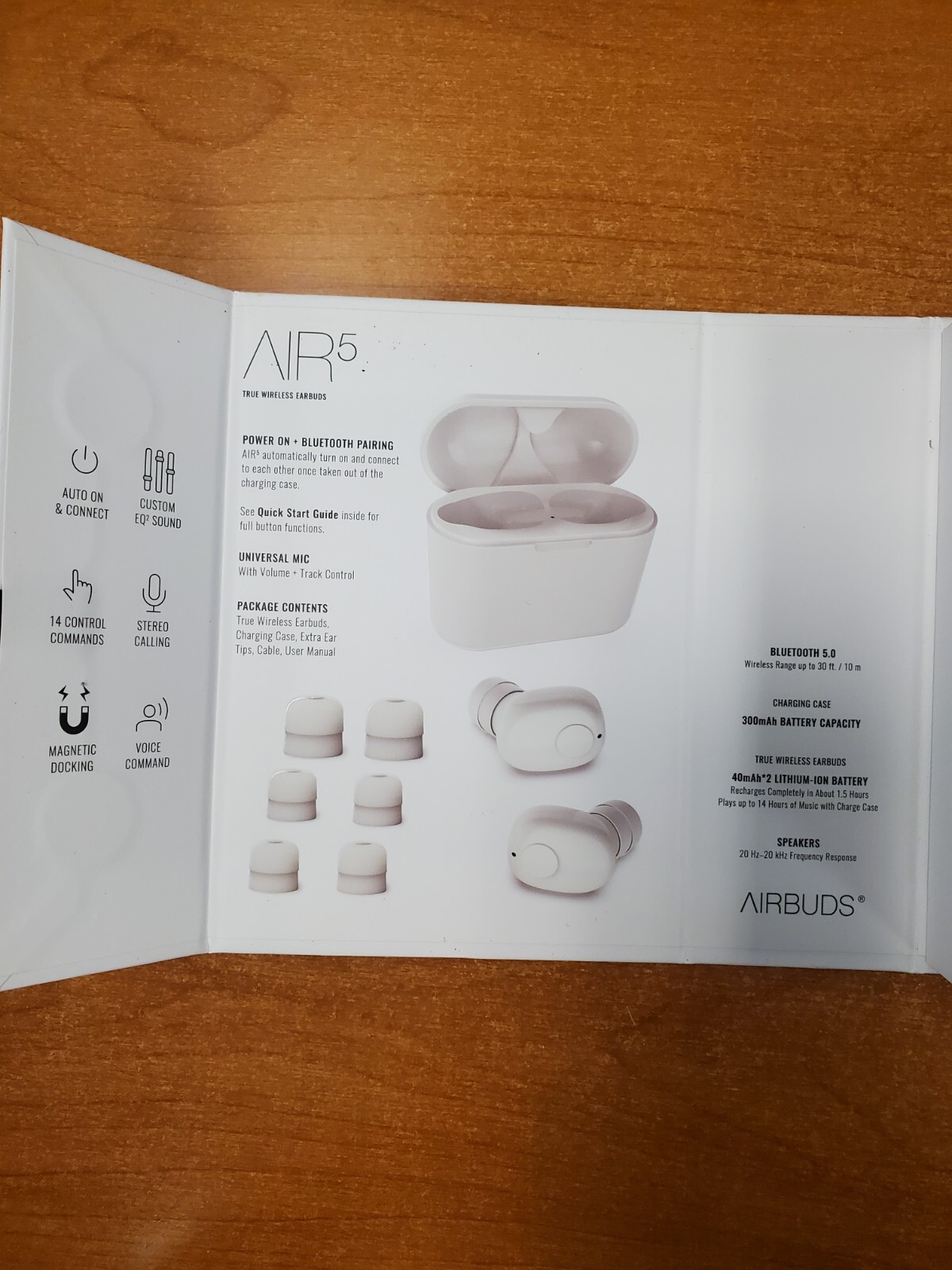 True Wireless AirBuds Air5 Ear Buds White 14 Hours Play Time Bluetooth 1422-R6P5