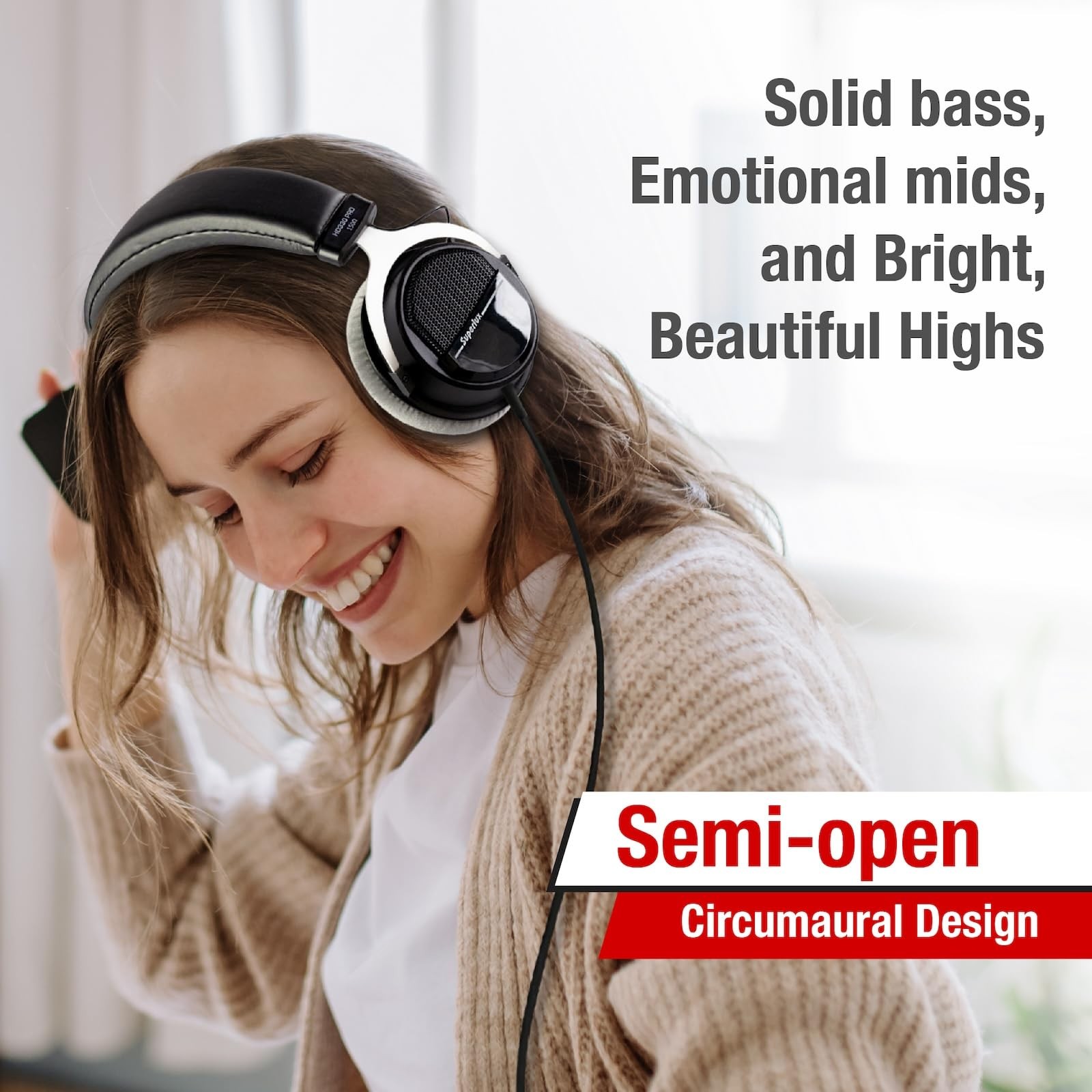 Superlux HD 330PRO,150 ohms, Over-Ear Headphones, Professional Semi-Open Wire…