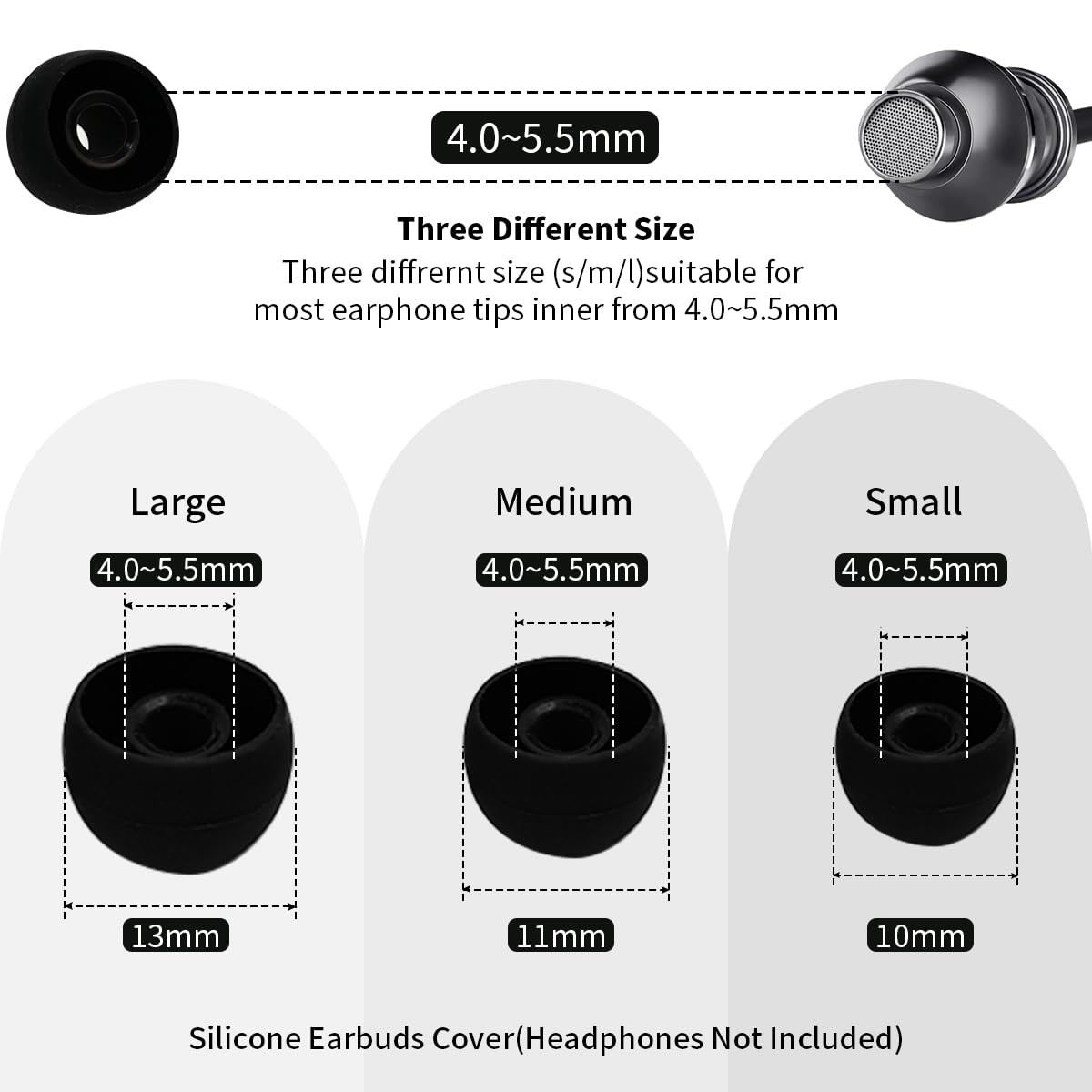 60PCS Earbuds Replacement Tips Silicone, Ear Bud Replacement Pieces Silicone, So