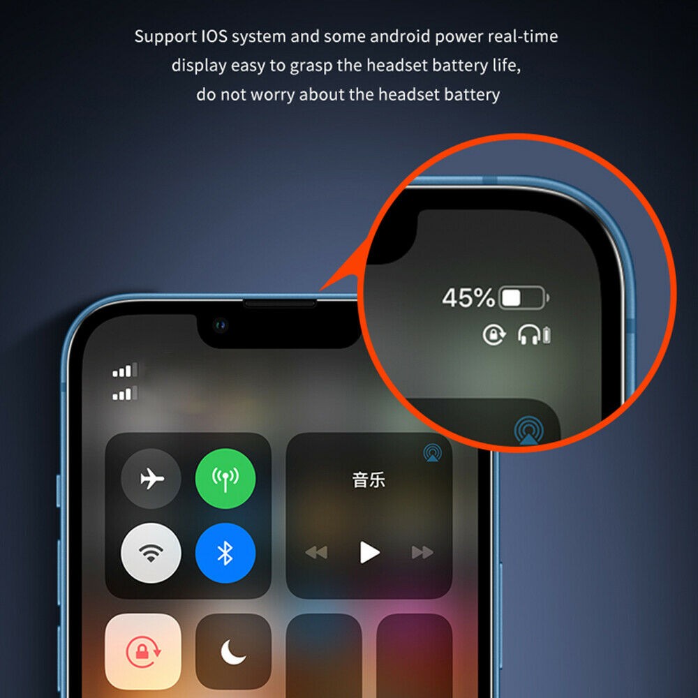 Wireless Bluetooth 5.2 LED Earpiece Headset Noise Cancelling Earbuds Waterproof