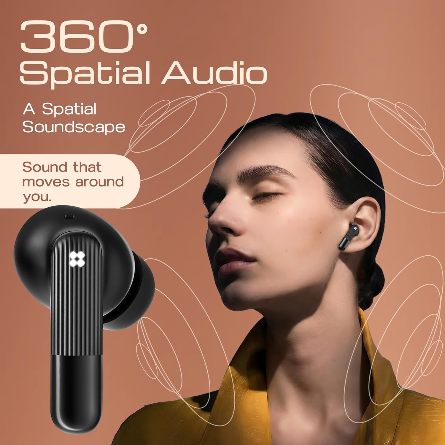 GOBOULT Earl TWS Earbuds with Hybrid ANC (Upto 50dB) 10mm Dual Drivers, Upto 50H