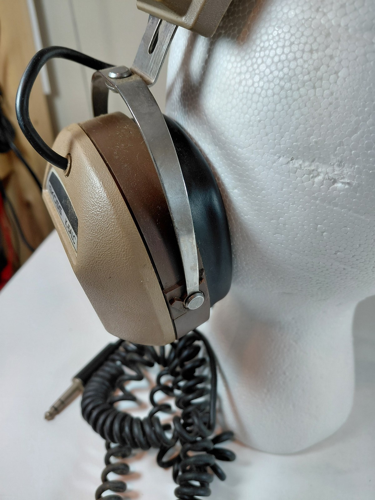 Vintage Koss K/6ALC Over-Ear Wired Headphones Tan Brown Coiled Cable 1/4″ Jack