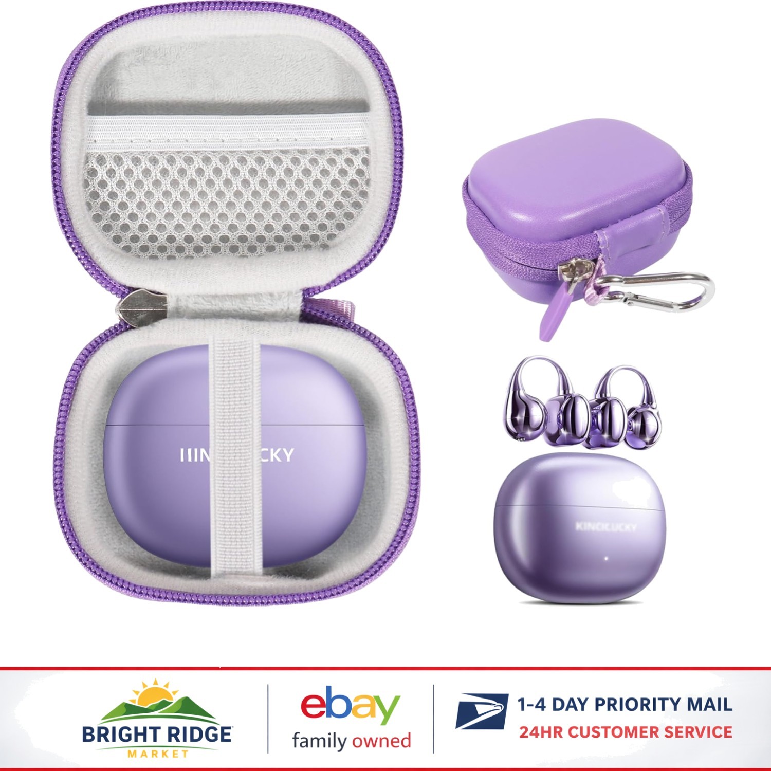 Universal Earbud Case with Elastic Strap for Clip-On Headphones, Lightweight