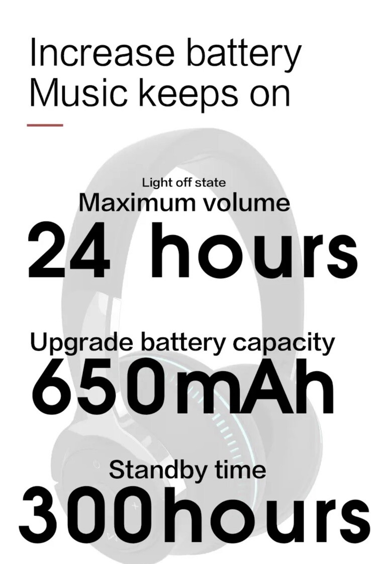 Noise Cancelling Wireless BT Headphones LED lights