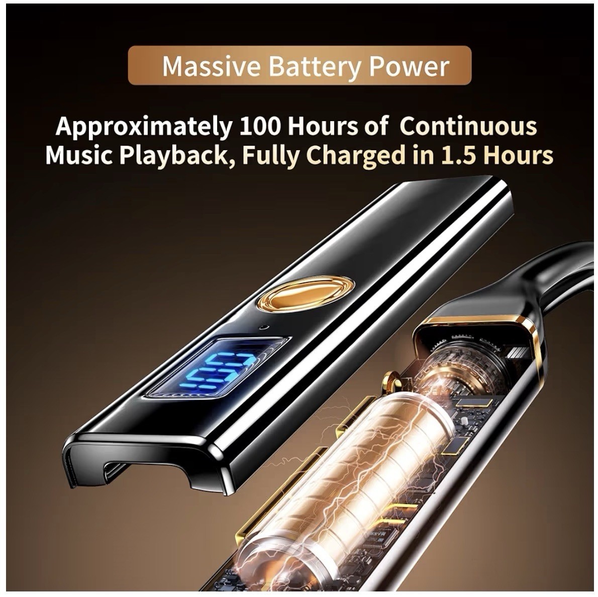 Bluetooth 5.4 Neckband Wireless Earbuds 100H Battery In-Ear Headset