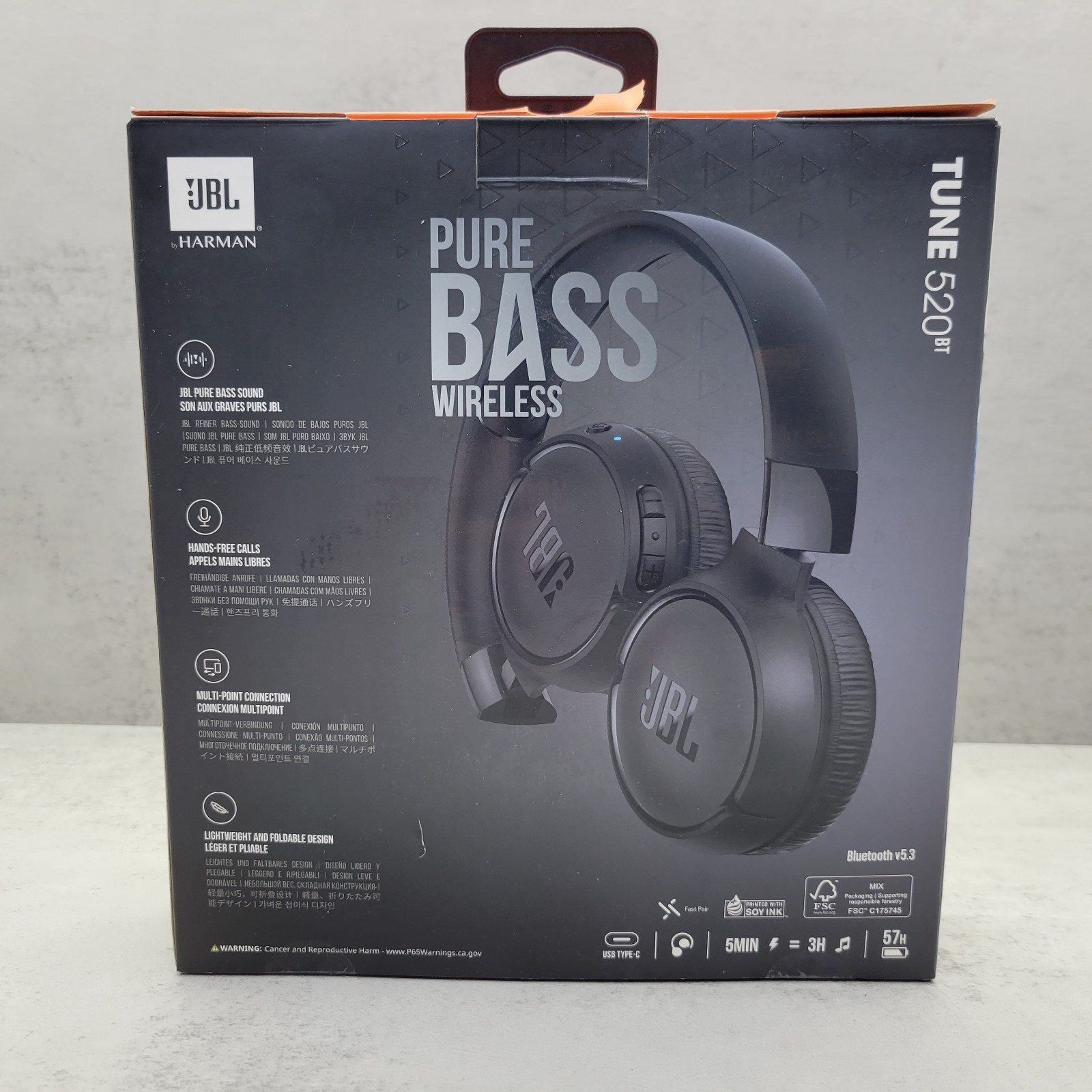 JBL Tune 520BT Wireless Over-Ear Bluetooth Headphones with Microphone – Black™