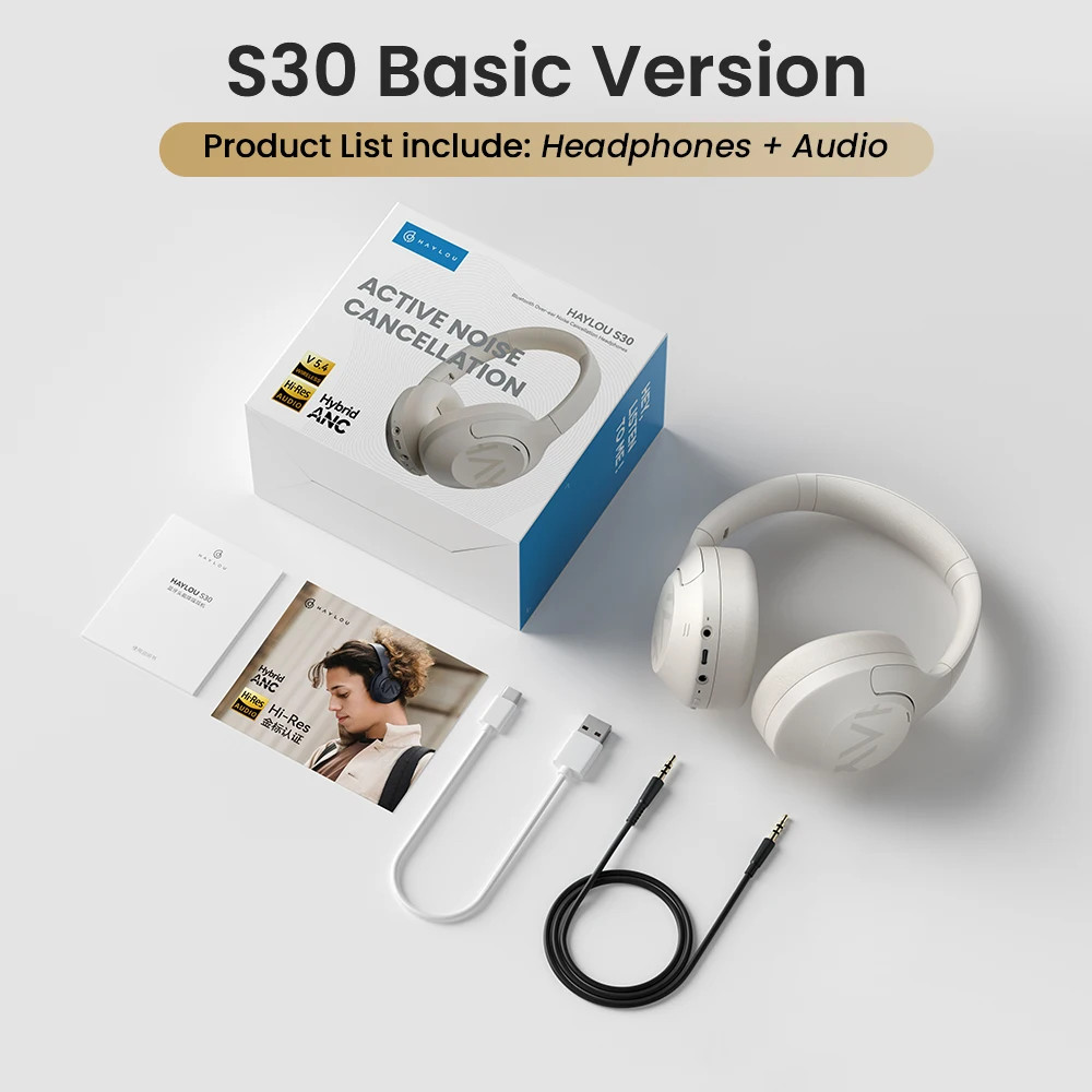HAYLOU S30 ANC Wireless Headphones Bluetooth 5.4 Hi-Res 40mm 80H Playtime