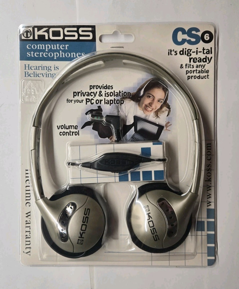 KOSS Computer Stereophones Headphones Model CS-6 With Line In Volume Control