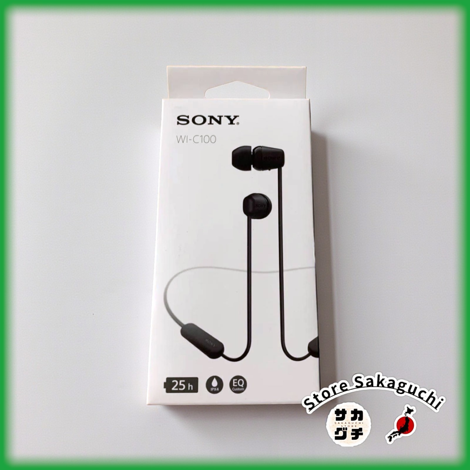 Sony WI-C100 Neckband In-Ear Wireless Bluetooth Earbuds Black DSEE 25h Battery
