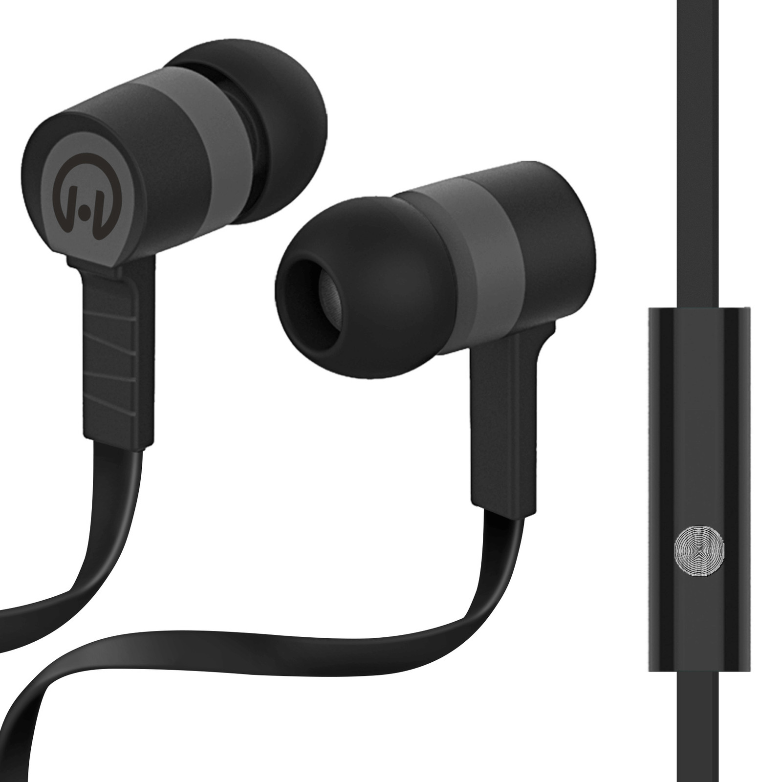 HyperGear Low Ryder Earphones with Tangle-Free Flat Cable, Mic and Jack Input