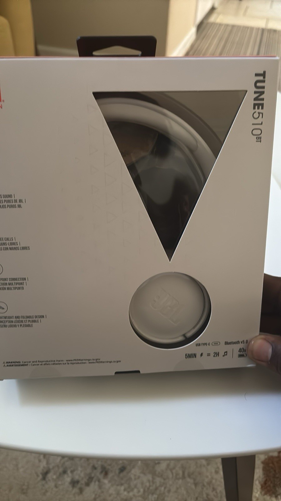 JBL T450BT Wireless Bluetooth Headphones – White