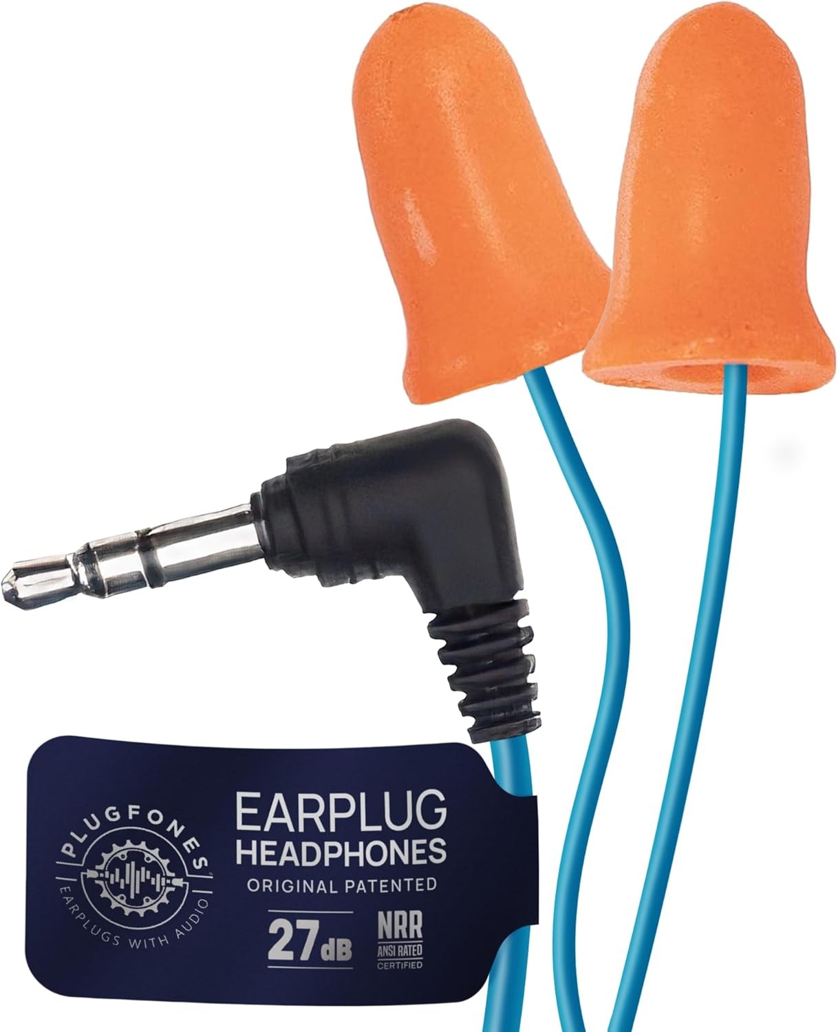 Plugfones Basic Earplug Headphones Earplug-Earbud 1 Count (Pack of 1), Orange