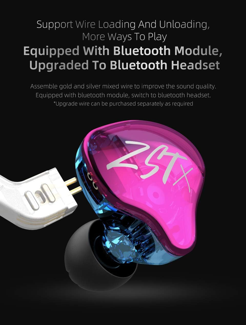 KZ ZST X In-Ear Monitors, Upgraded Dynamic Hybrid Dual Driver ZSTX Earphones, Hi