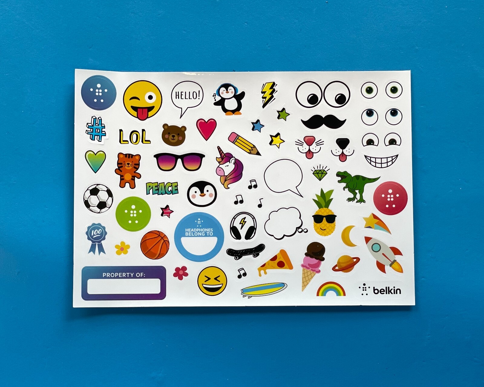 Belkin SoundForm Mini Wired Headphones with Microphone & Fun Stickers (A178)