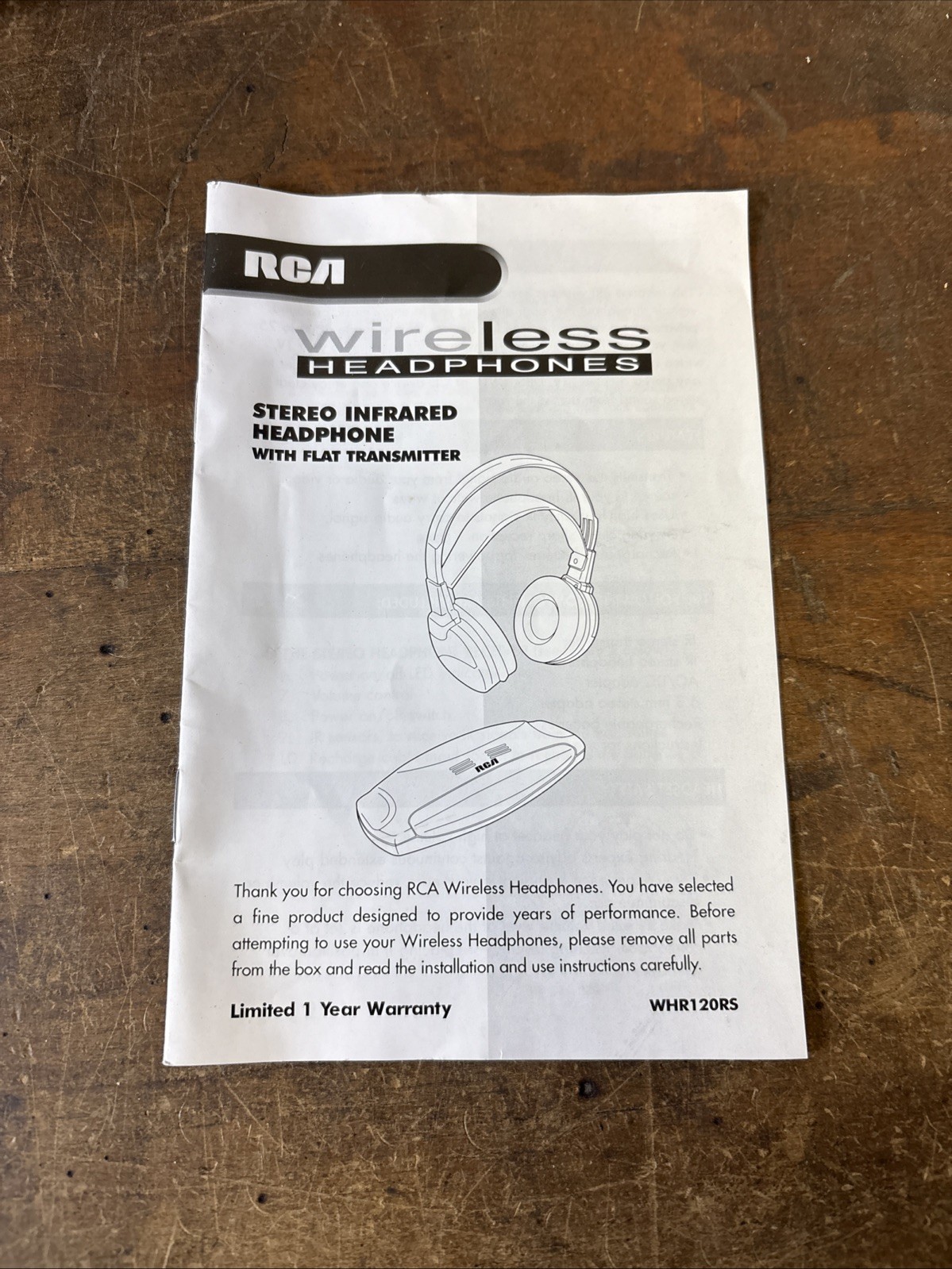 RCA Wireless Headphones- WHR120RS- Infrared, 25 Ft, Lightweight, Adjustable