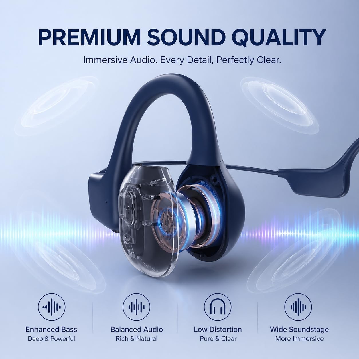 Bone Conduction Headphones, Open Ear Headphones Wireless Bluetooth 5.4 with M…