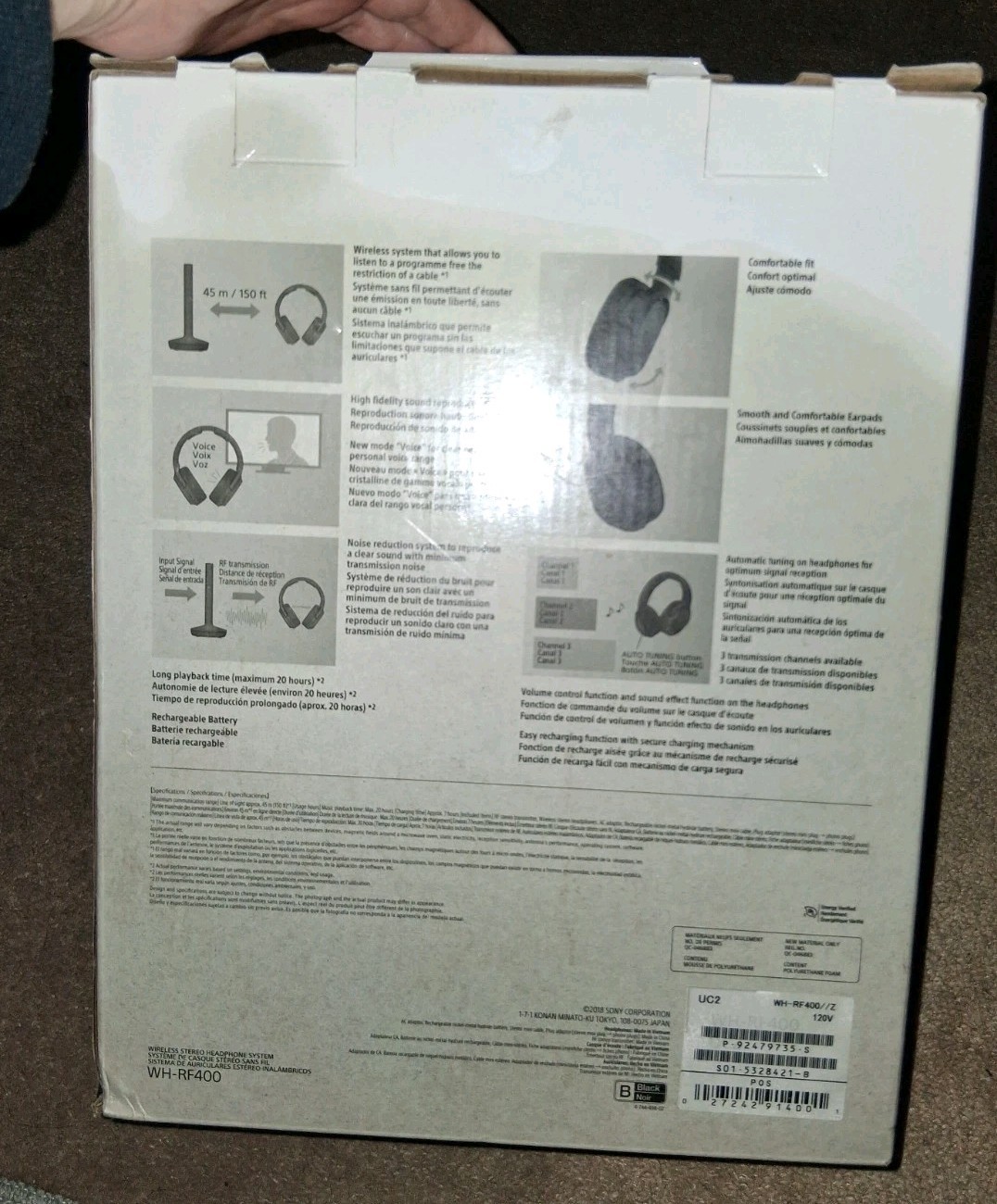Sony WHRF400 RF Black Wireless Noise Reducing Home Theater Headphones