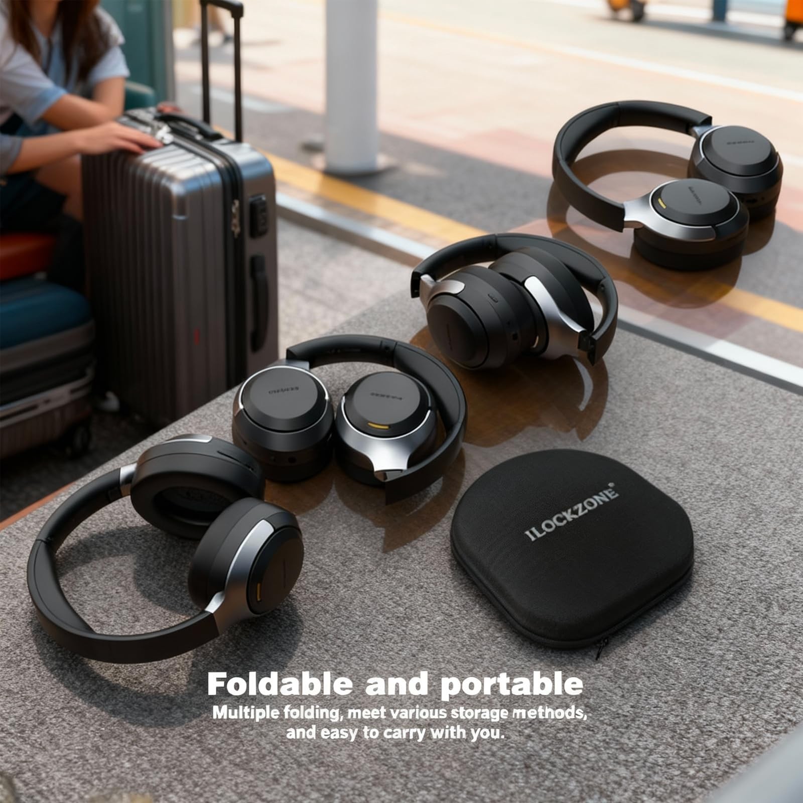 ILOCKZONE LC30Pro Hybrid Active Noise Cancelling Headphones, 100H Playtime Wi…