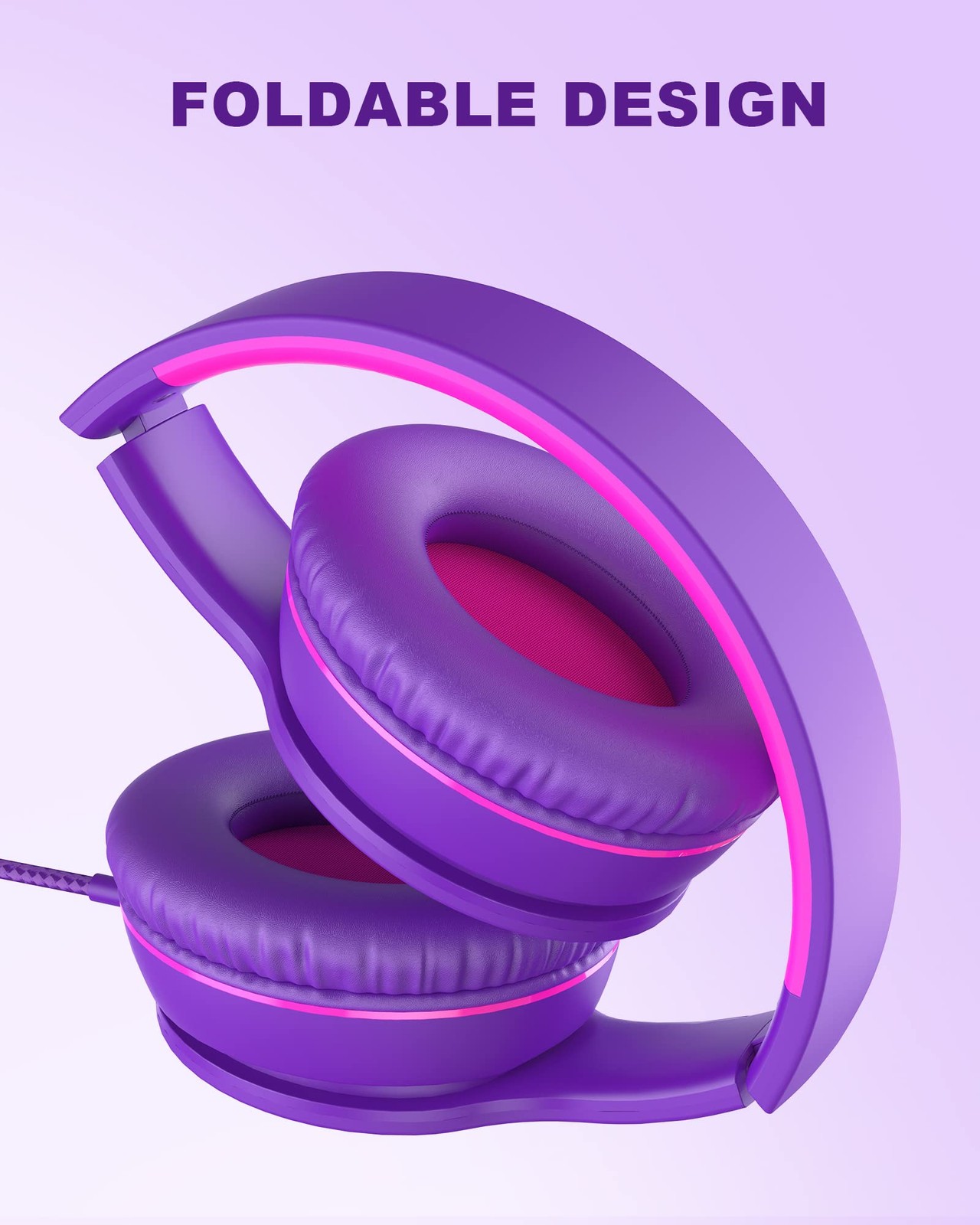i45 Headphones Wired, On-Ear Headphones for , Purple