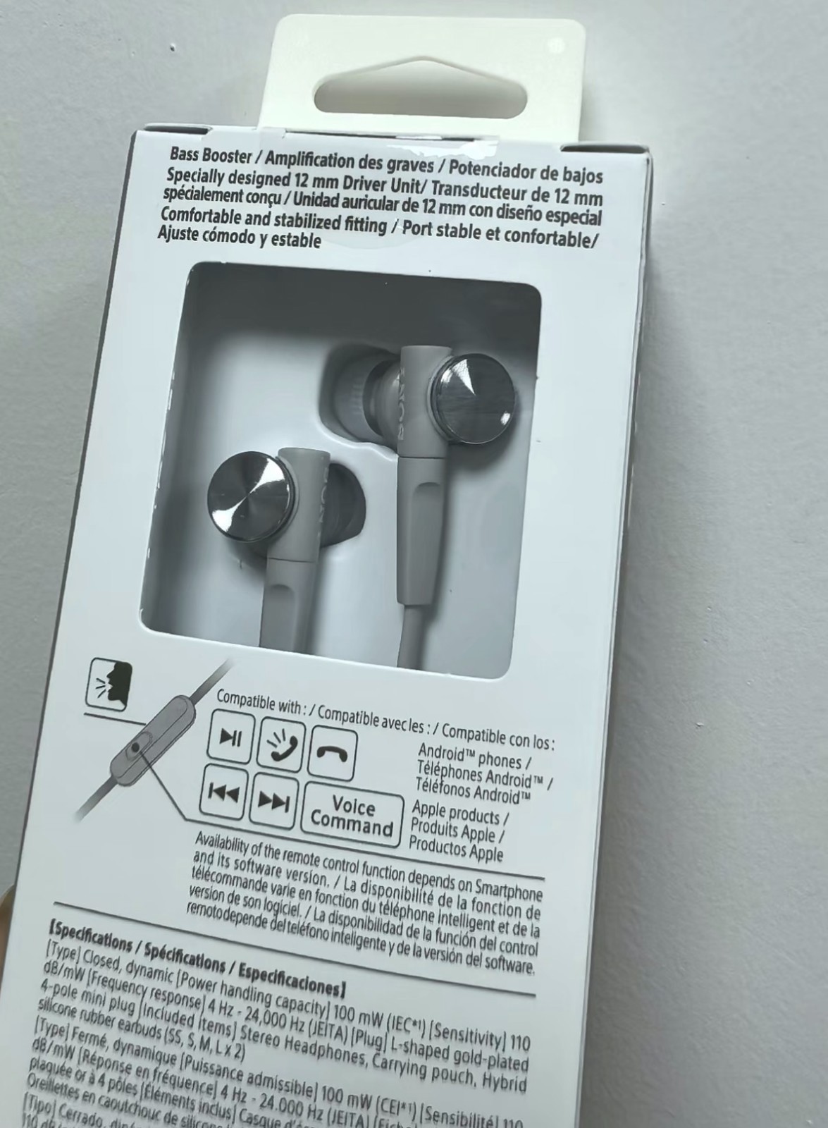 SONY MDR-XB55AP Bass Booster In-Ear Headphones In-line Remote Mic Black/Gray