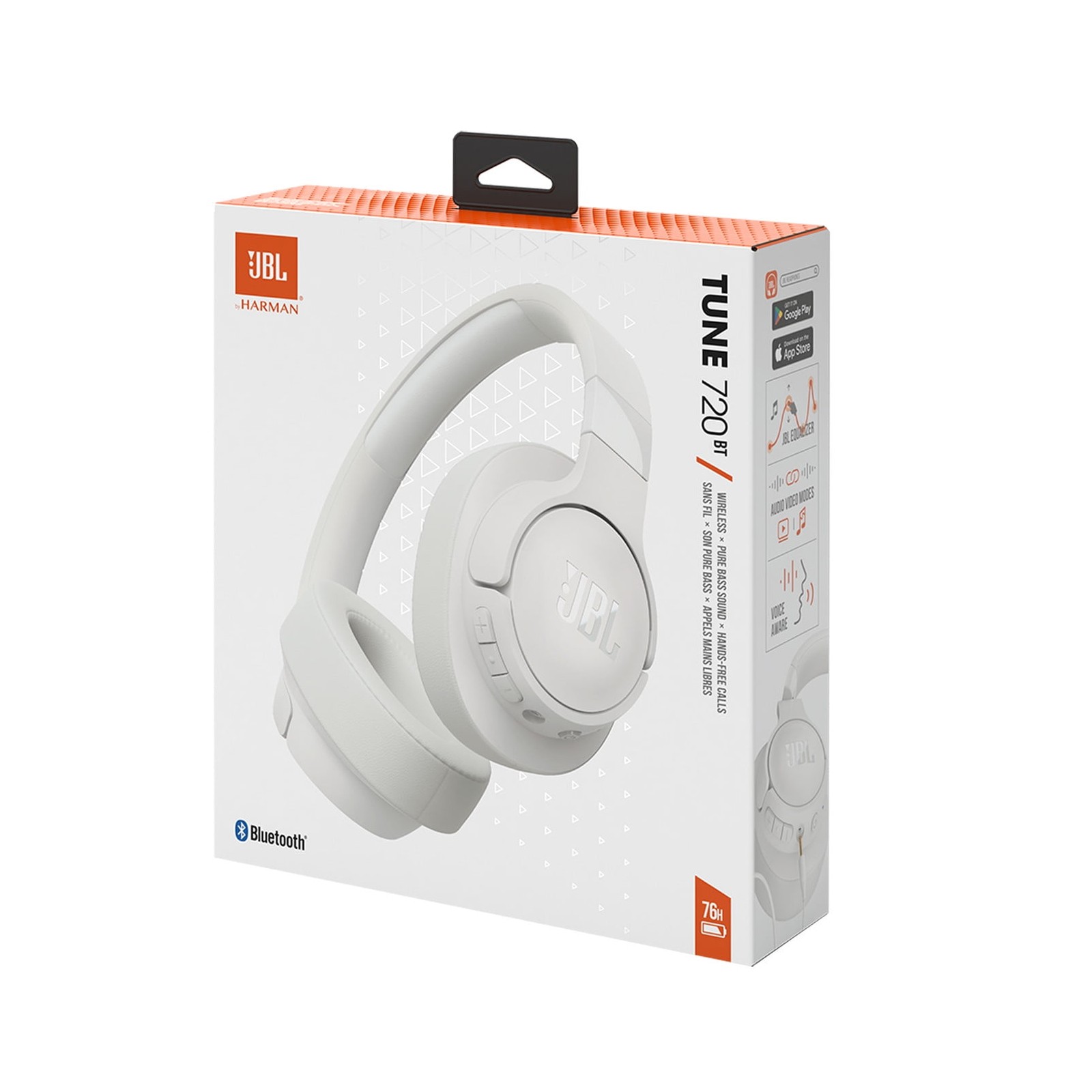 JBL Tune 720BT 720-BT Wireless Bluetooth Over EAR Headphones Headset – White