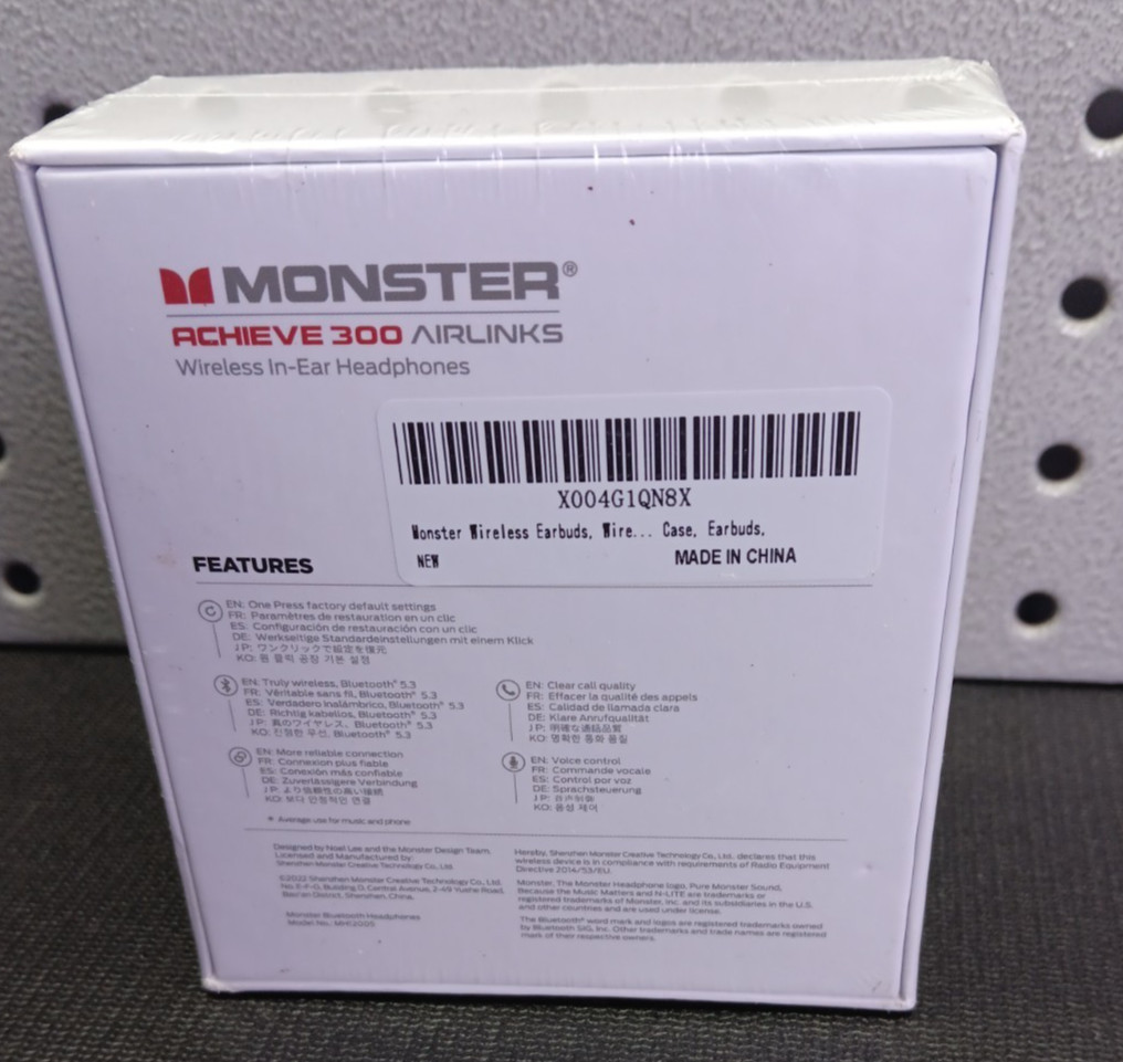 Monster Achieve 300 Airlinks Wireless Bluetooth Earbuds Black Sealed (bn)