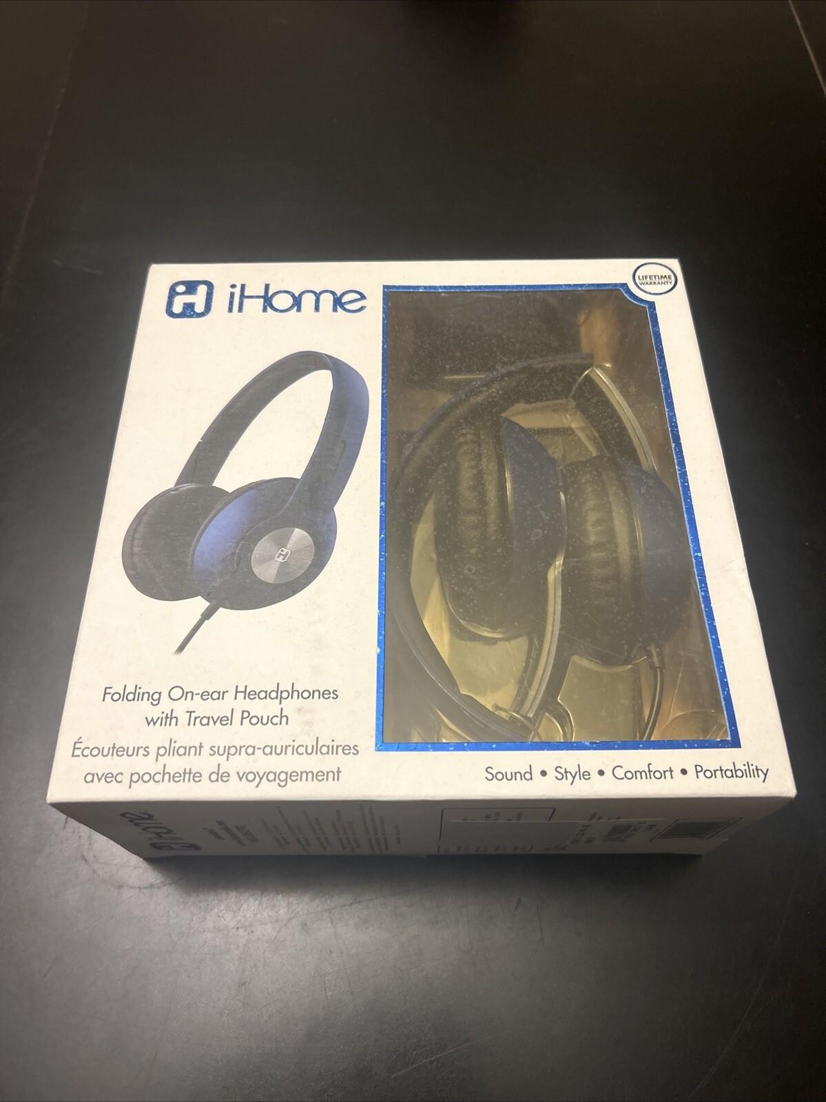 Brand New iHome iB45 On-Ear Folding Headphones. Blue. NOS Has Shelf Wear.
