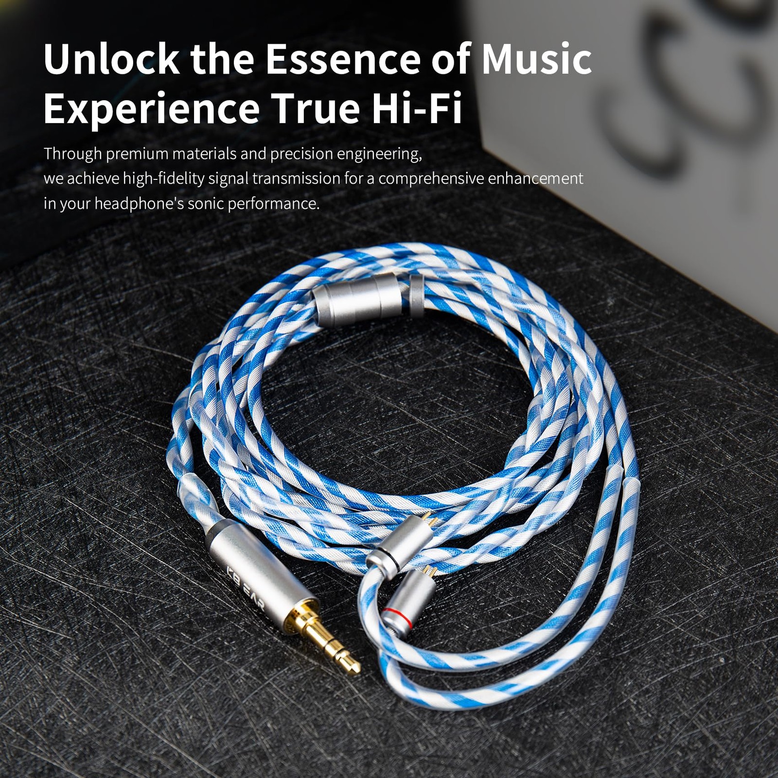 KBEAR Frost IEM Cable 6N OCC Gold-Plated 2PIN 4.4mm Silver Blue 1.2m HiFi Earpho