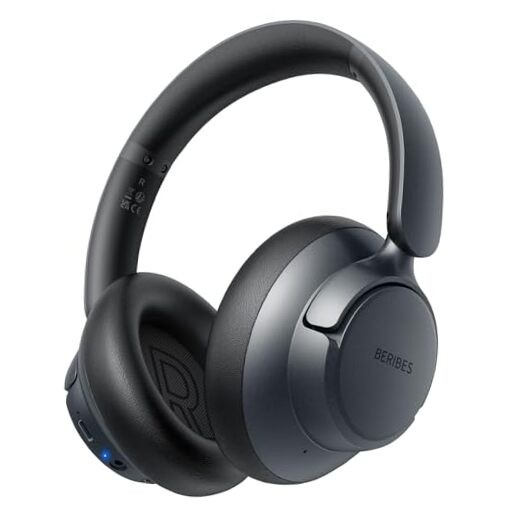 Upgraded Hybrid Active Noise Cancelling Headphones with Transparent Black