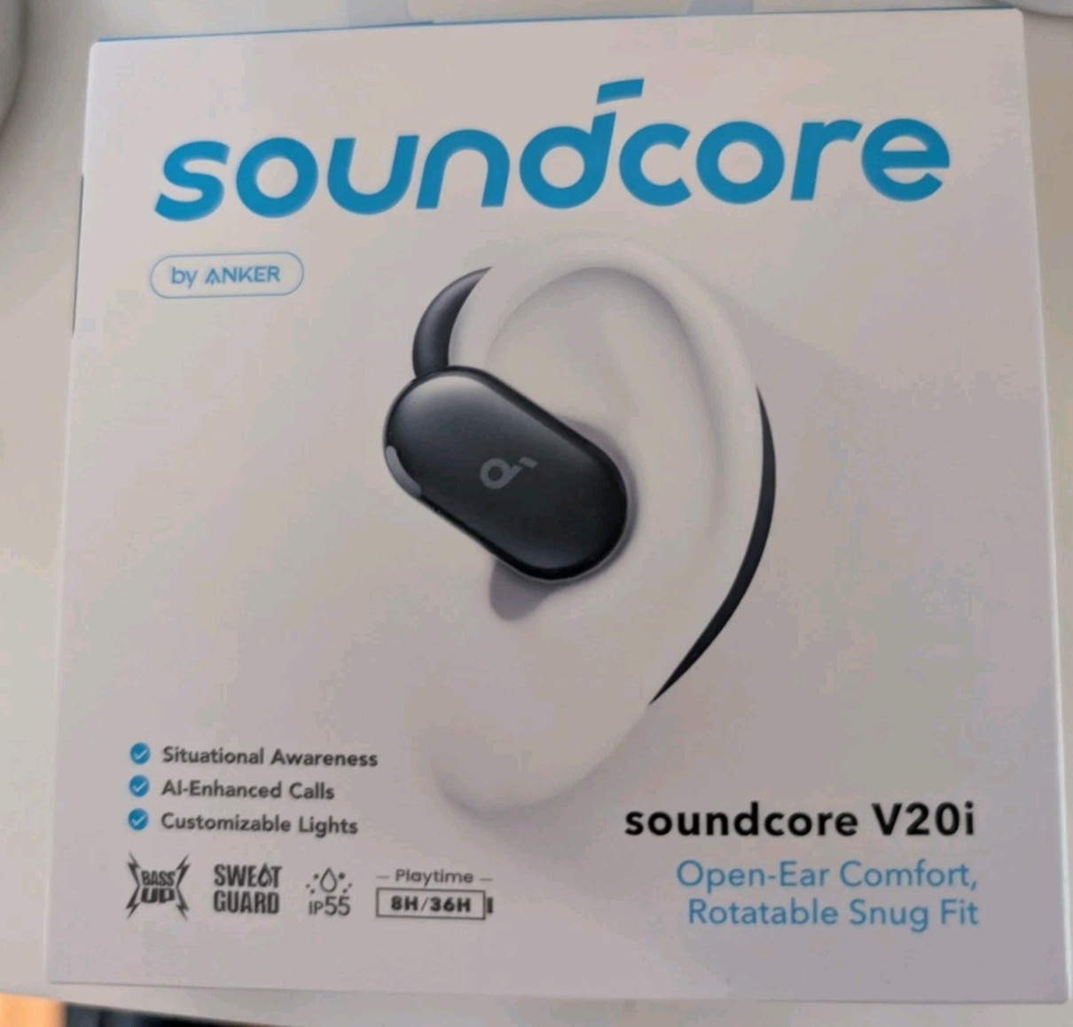 Soundcore – by Anker V20i Open-Ear Headphones with Adjustable Ear Hooks – BLUE