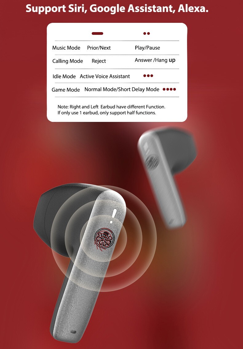 Hydra Wireless Earbuds Bluetooth 5.1 Headset Headphones Noise Cancellation Chain