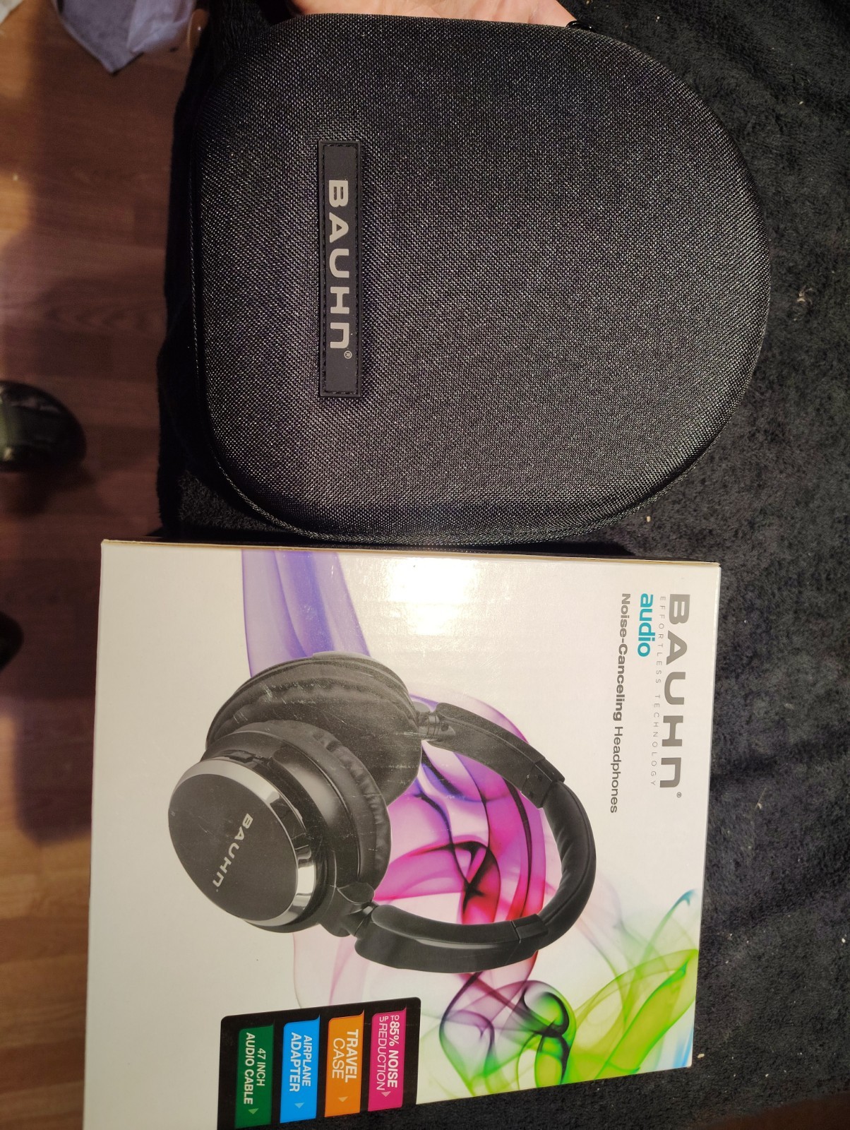 Bauhn Noise Cancelling Headphones Gloss Black AHP-1192 New Open Box