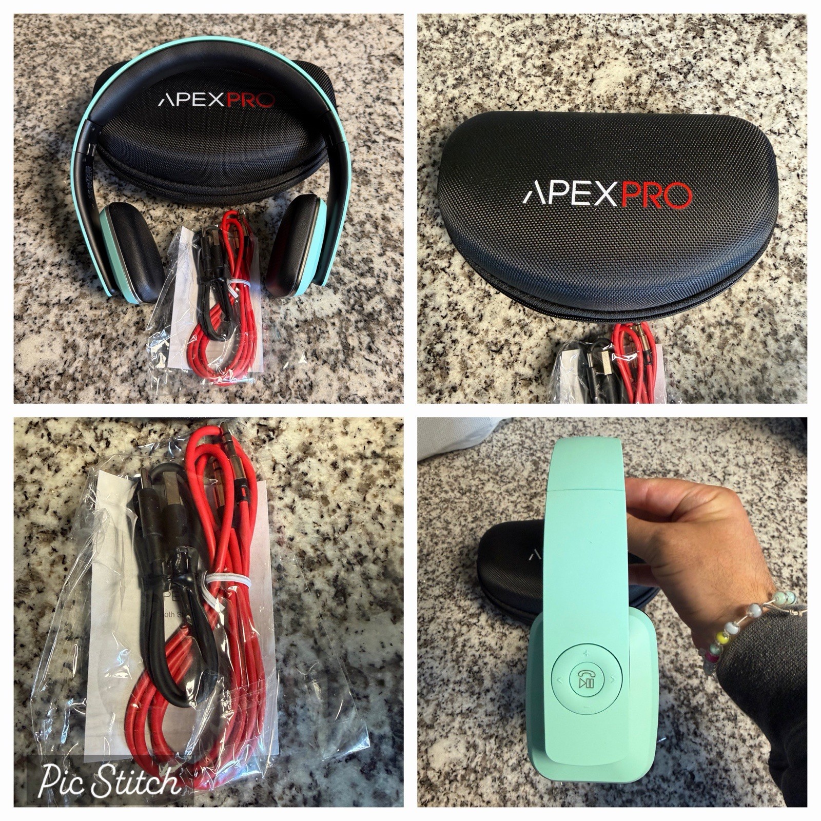 APEX PRO Headphones Wireless Bluetooth Volume Control Noise Cancelling Turquoise